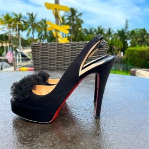 Christian LOUBOUTIN frouprive satin Slingback pump heels size EU 40.5(USA 9)
